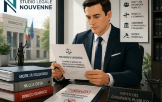 Dipendente pubblico assistito da un legale per il ricorso contro il diniego del nulla osta alla mobilità.